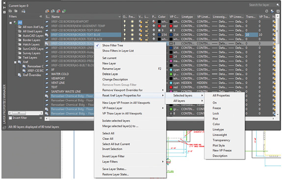 Improvements to the Layer Properties manager make it easier to identify and reset layer property overrides.